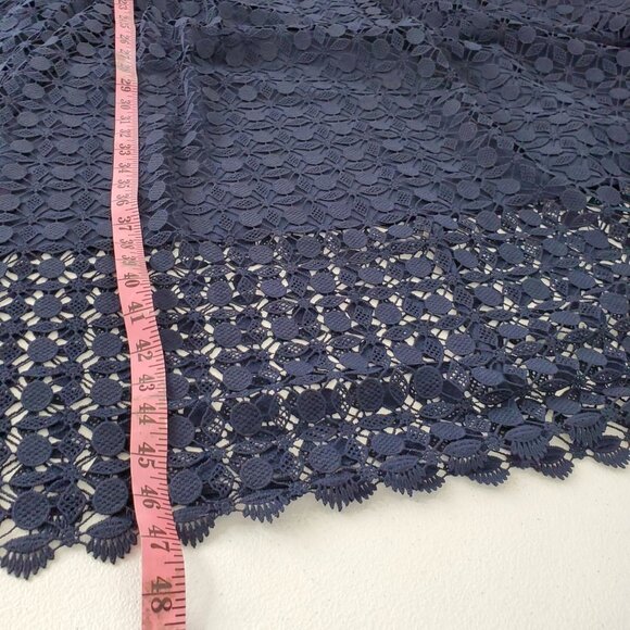 Talbots Womens Navy Floral Lace A Line Dress Size 24W Square Neck Short Sleeve - Picture 7 of 8